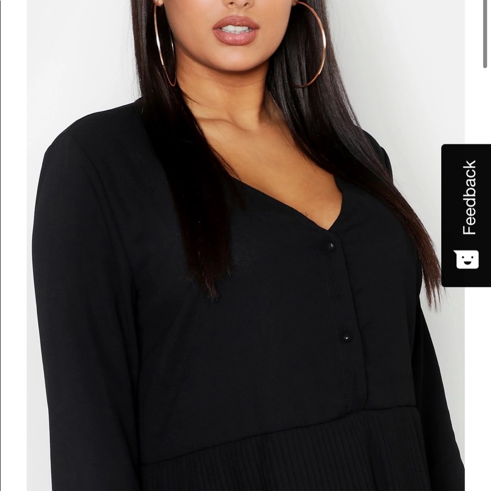 Pleated Hem Button Down Blouse NWT